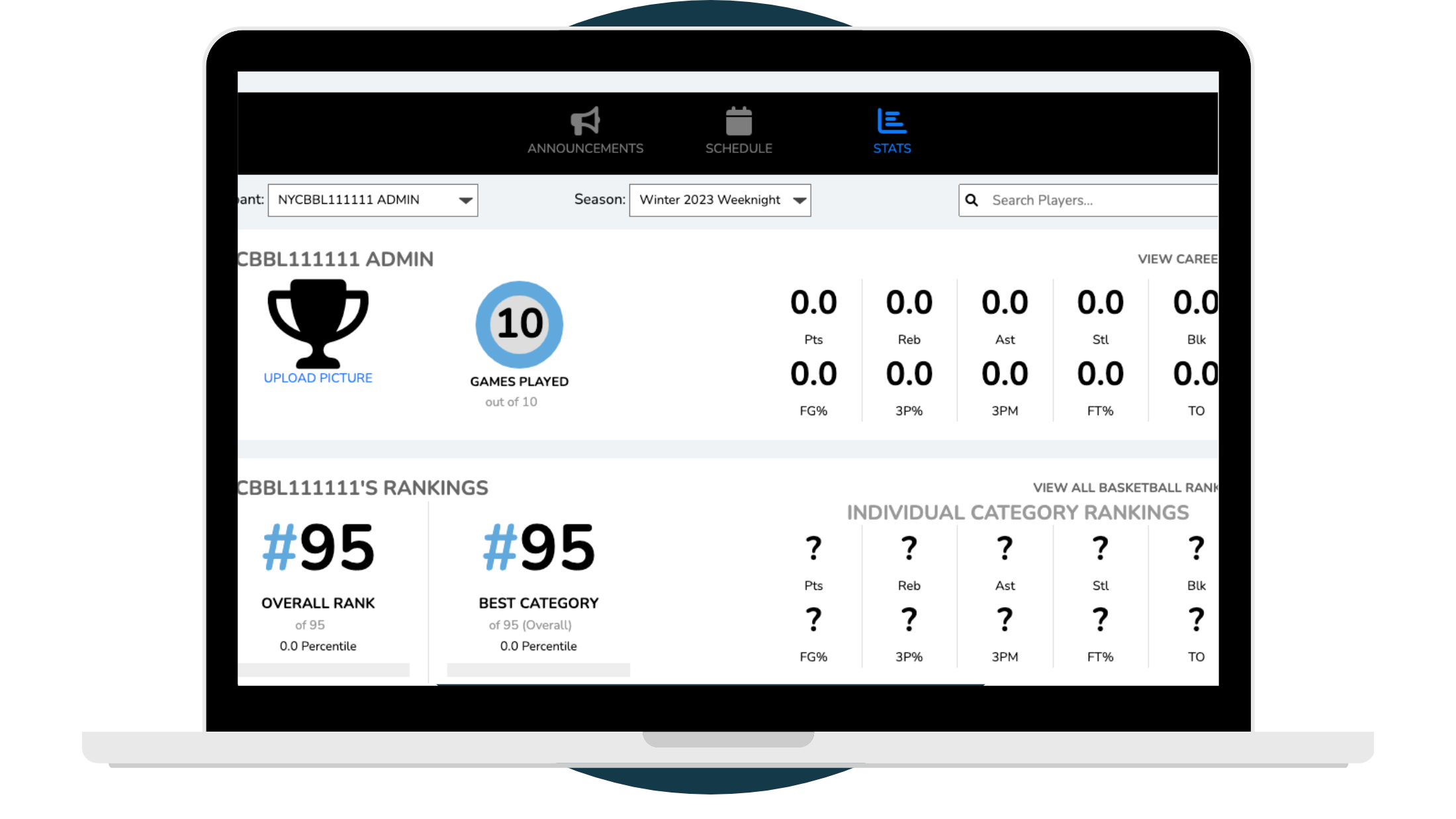 Correct Mac Template with Blue Circle Basketball Statistics