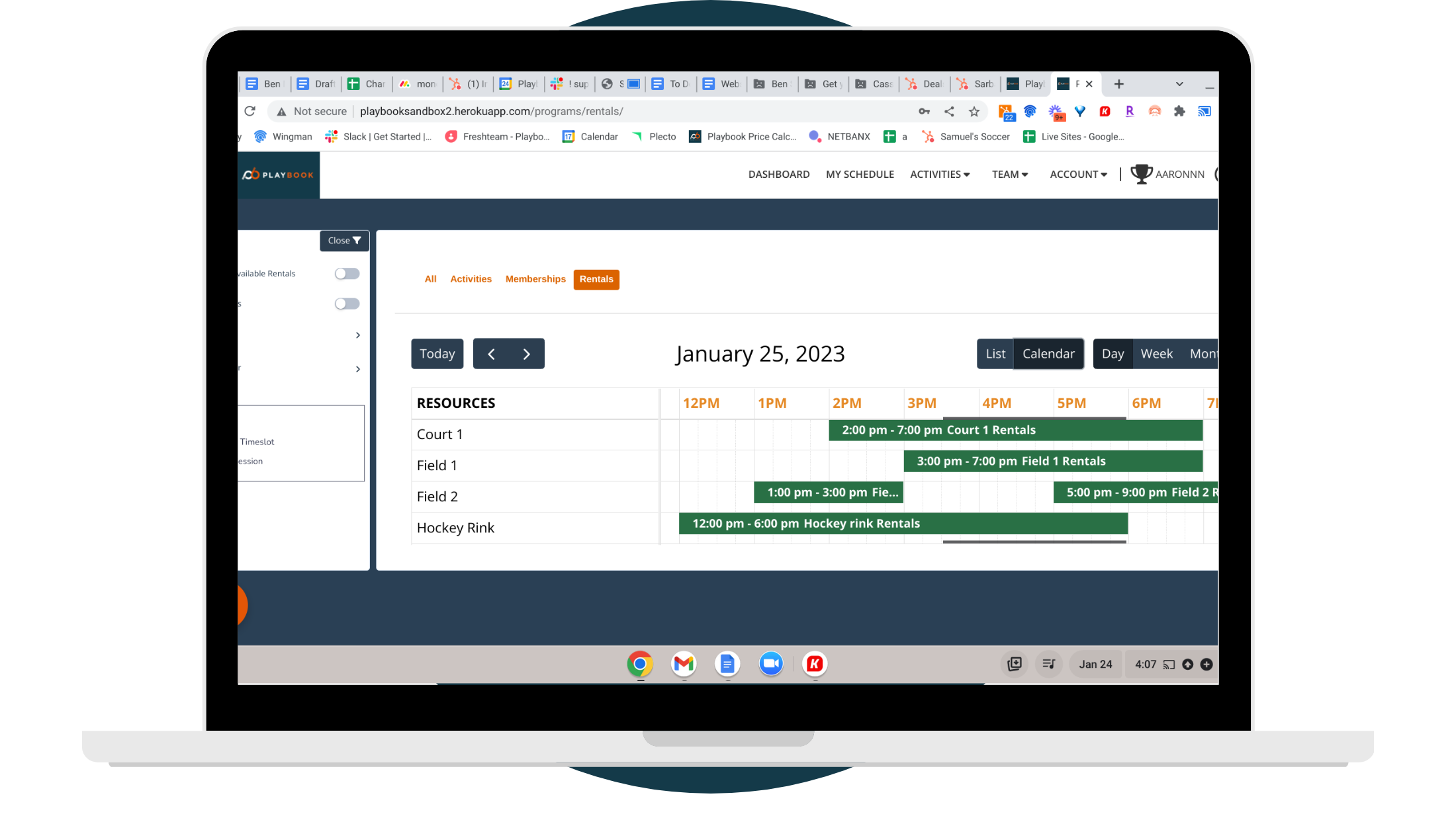 Correct Mac Template with Blue Circle Front-End Bookable Calendar