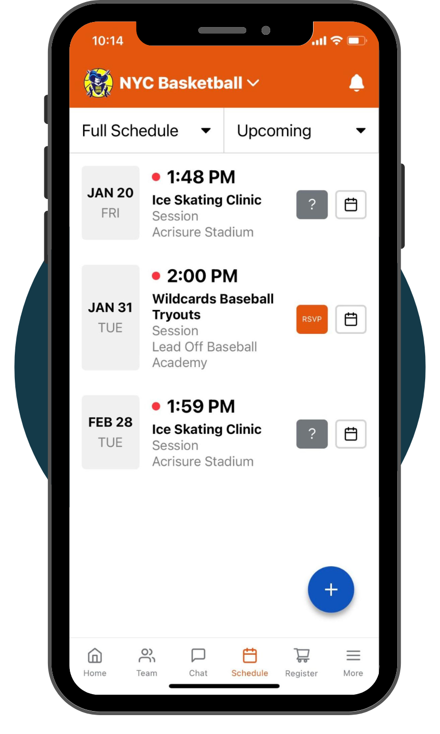 Correct Mobile Template Blue Circle Mobile Upcoming Schedule