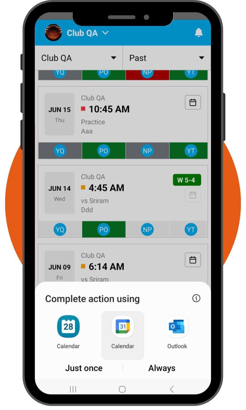 Correct Mobile Template Orange Circle Bookable Calendar 2
